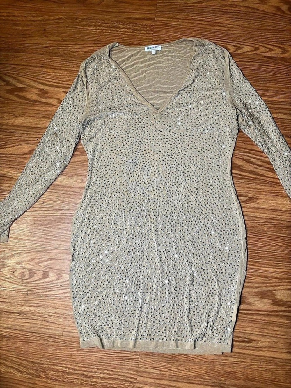 Fashion Nova Embellished Long Sleeve Top in Gray Like New